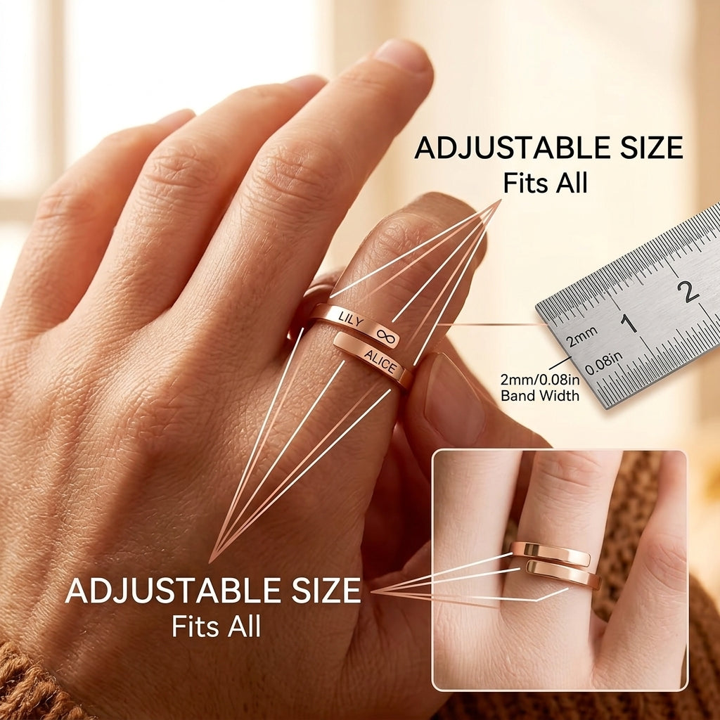 Personalized Name Ring – Adjustable Open Band Gift
