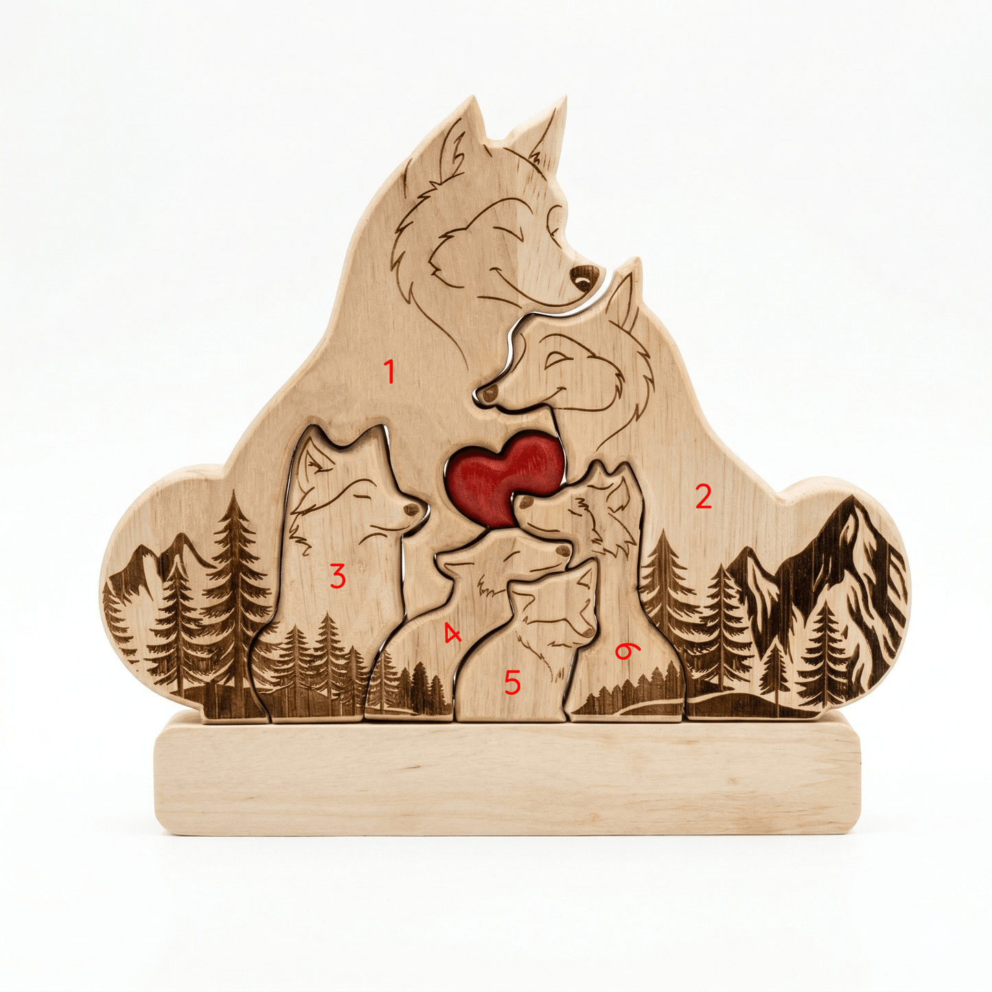 Personalized Wolf Family Wooden Plaque with Family Names