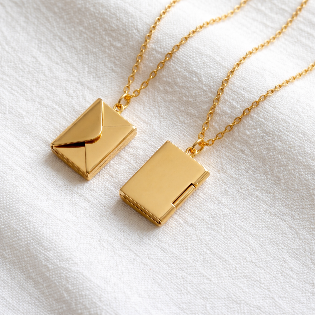 Personalized Envelope Necklace – Secret Message Locket Necklace, Custom Engraved Love Letter Pendant 💌