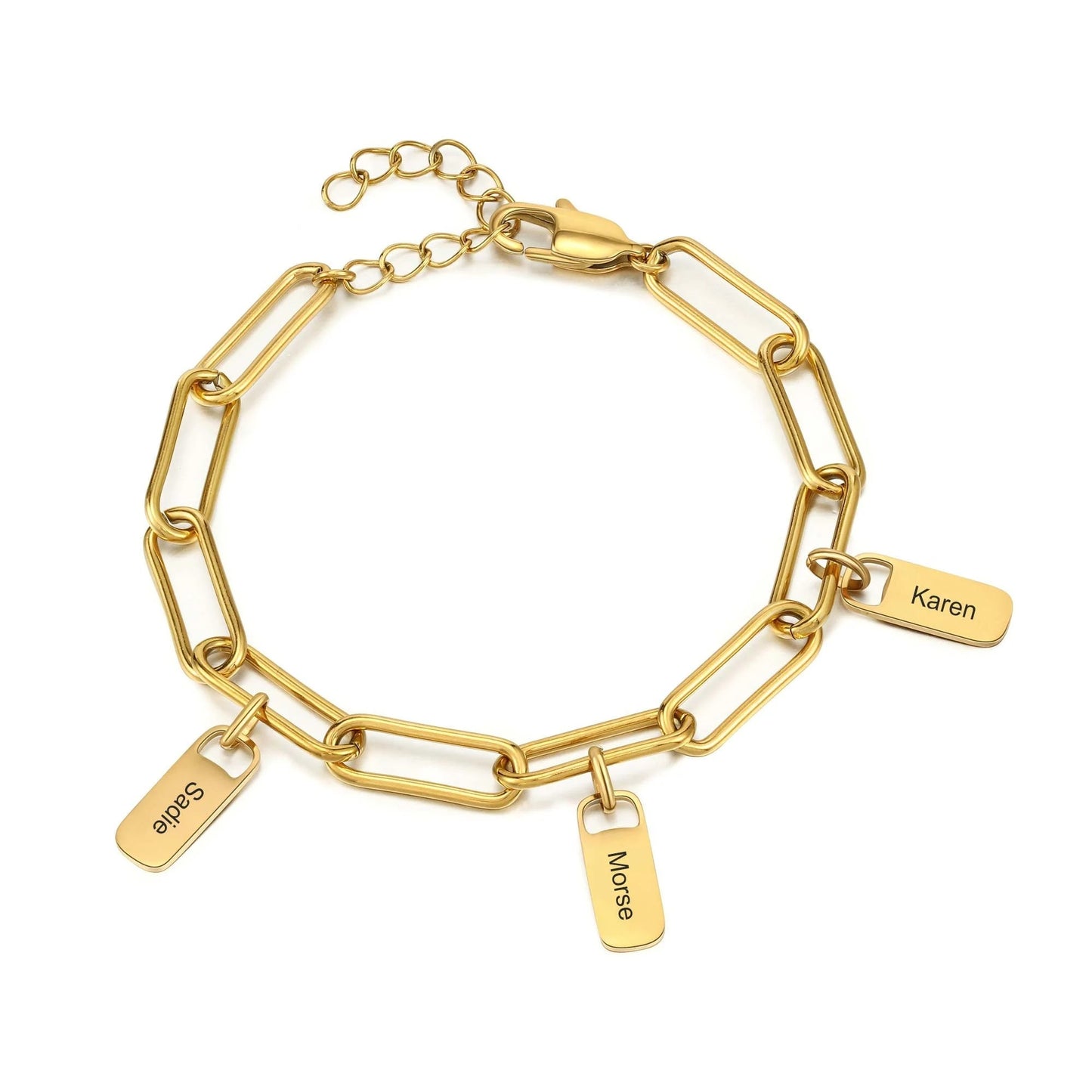 Personalized Name Tag Bracelet – Stainless Steel Paperclip Chain