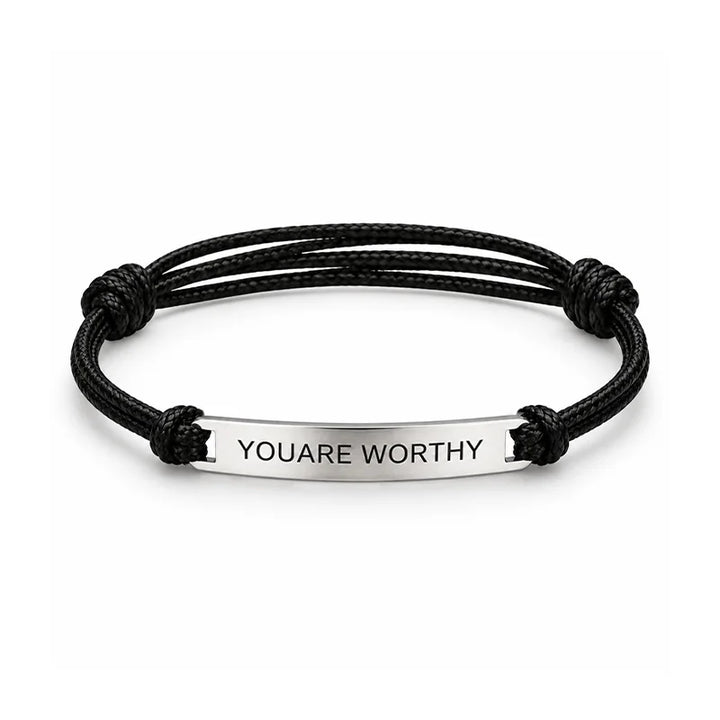 Personalized Engraved Cord Bracelet – Coordinates & Text