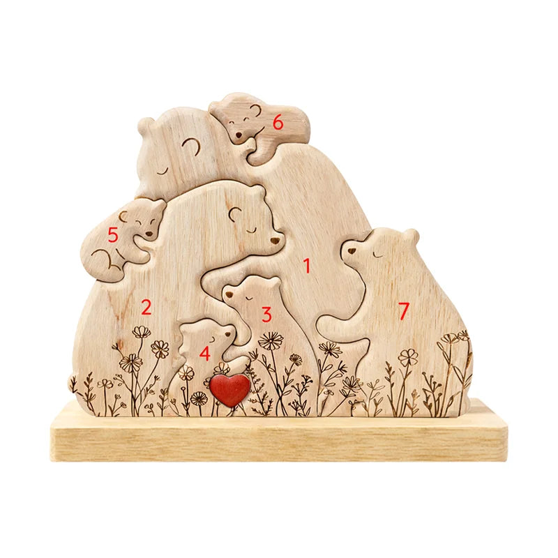 Personalized Bear Family Keepsake – Floral Heart Design