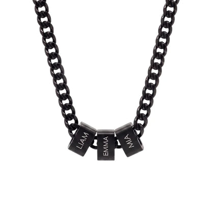 Personalized Engraved Name Bead Necklace for Men