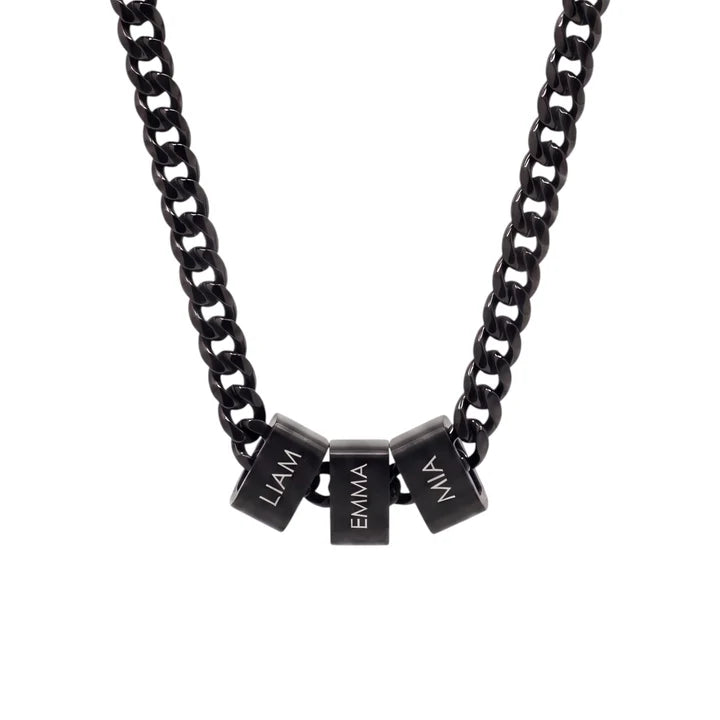 Personalized Engraved Name Bead Necklace for Men