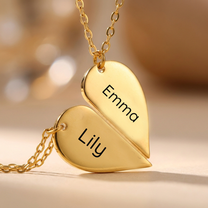 Personalized Mother & Daughter Necklace – Heart-Shaped Custom Name Jewelry