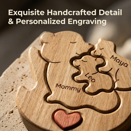 Personalized Wooden Bear Family Keepsake Ornament