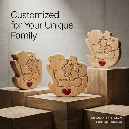 Personalized Wooden Bear Family Keepsake Ornament