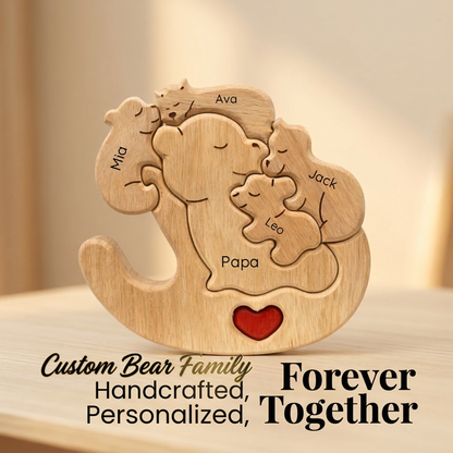 Personalized Wooden Bear Family Keepsake Ornament