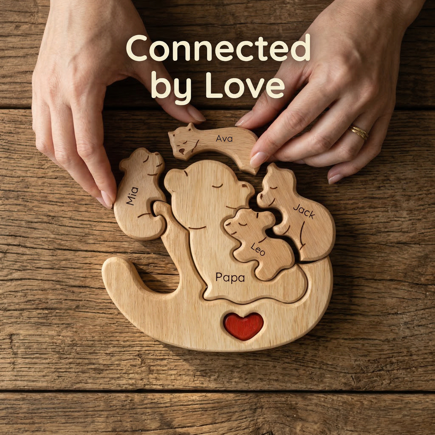 Personalized Wooden Bear Family Keepsake Ornament