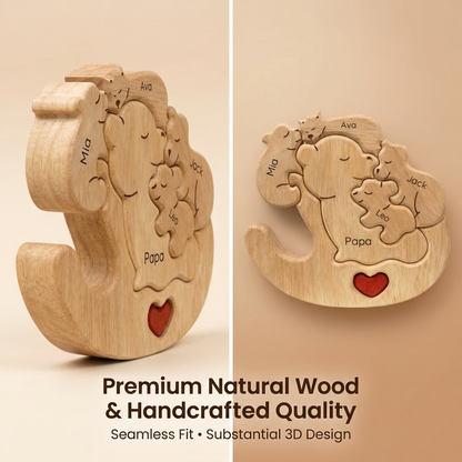 Personalized Wooden Bear Family Keepsake Ornament