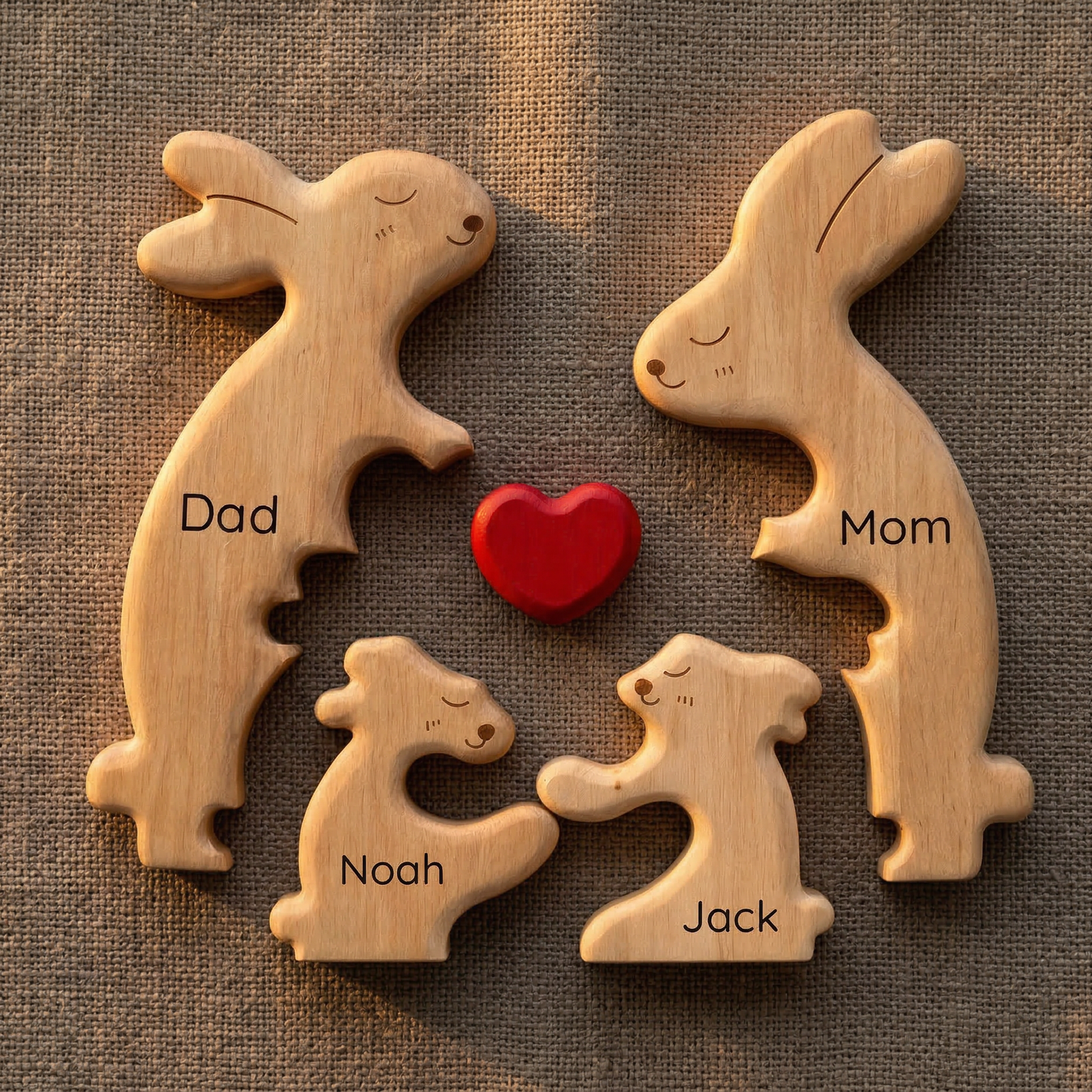 Personalized Rabbit Family Wooden Keepsake Ornament