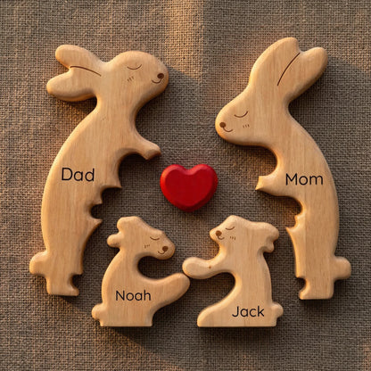 Personalized Rabbit Family Keepsake – Heart Together