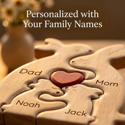 Personalized Rabbit Family Wooden Keepsake Ornament