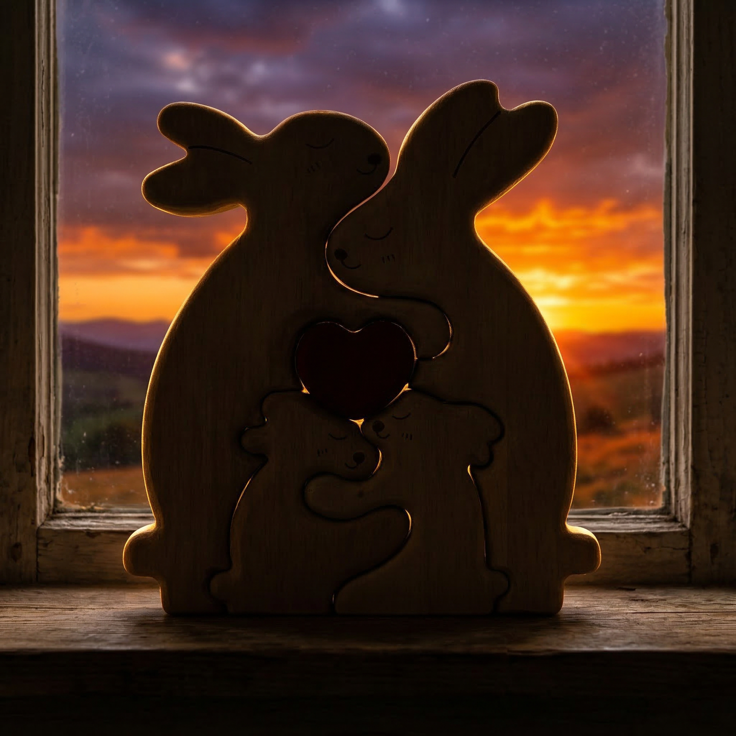 Personalized Rabbit Family Wooden Keepsake Ornament