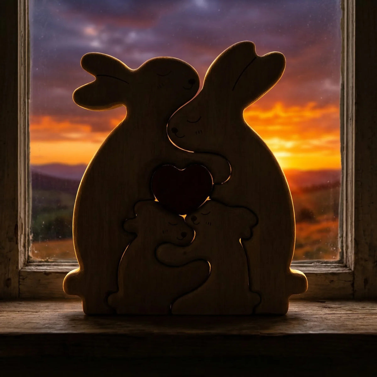 Personalized Rabbit Family Keepsake – Heart Together