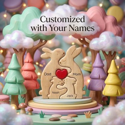 Personalized Rabbit Family Wooden Keepsake Ornament