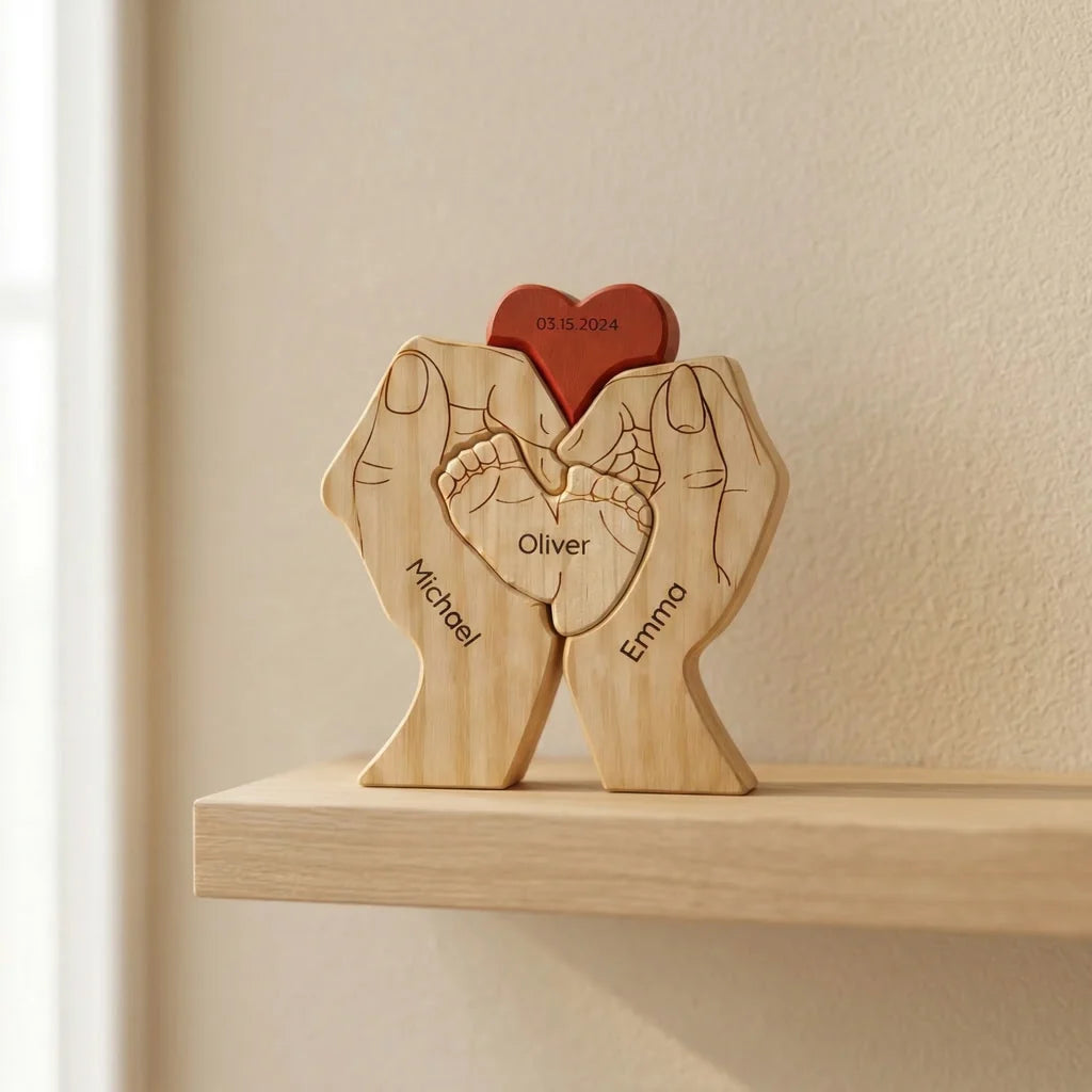 Personalized Family Hands Keepsake – Heart & Names