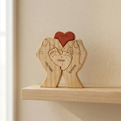 Personalized Family Hands Keepsake – Heart & Names