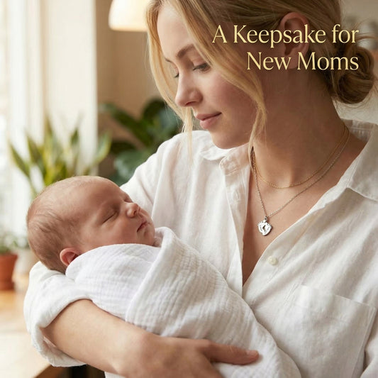 Personalized Baby Footprint Necklace – Custom Engraved Gift for Mom