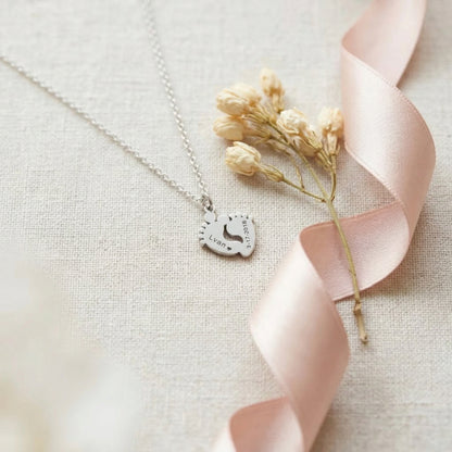 Personalized Baby Footprint Necklace – Custom Engraved Gift for Mom