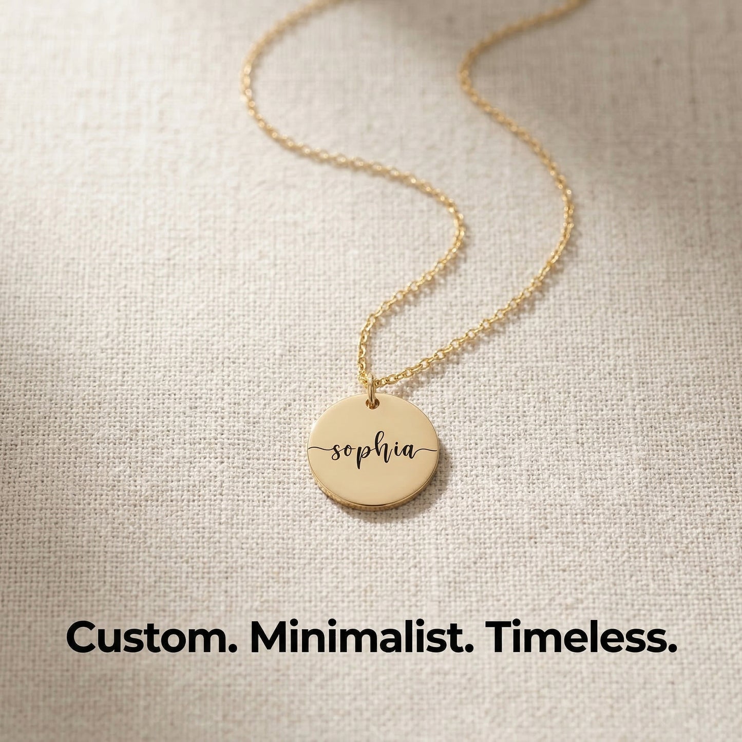 Custom Round Engraved Name Pendant Necklace