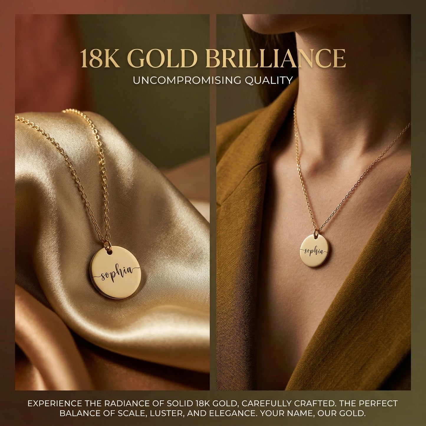 Custom Round Engraved Name Pendant Necklace