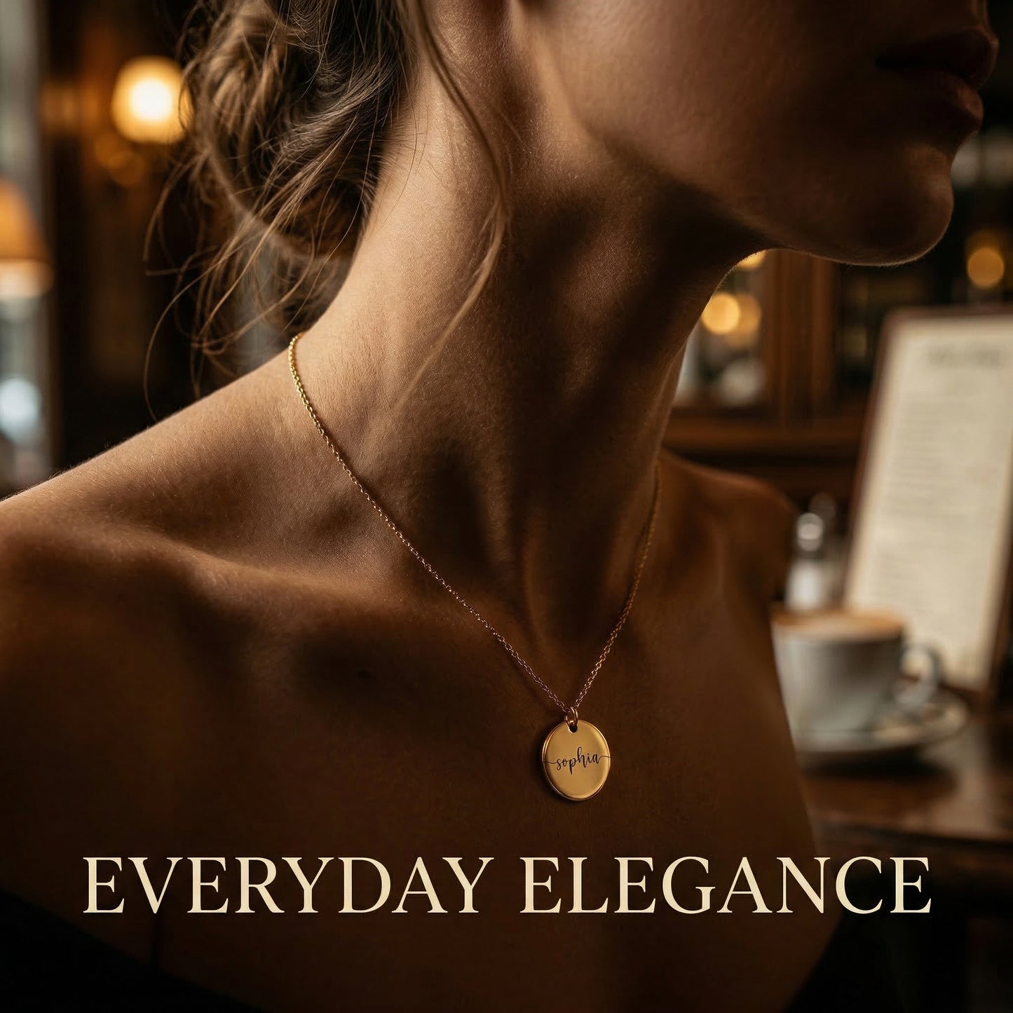 Custom Round Engraved Name Pendant Necklace