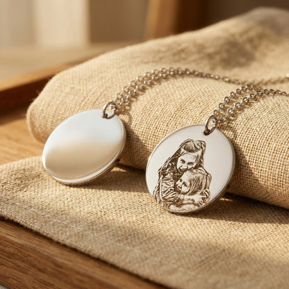 Custom Portrait Necklace – Engraved Photo Jewelry Gift