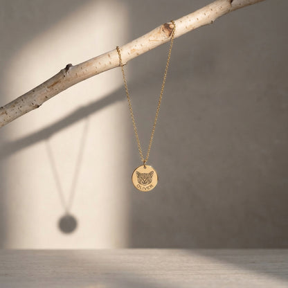 Custom Pet Face Necklace – Engraved Name Memorial Jewelry for Dog & Cat Lovers