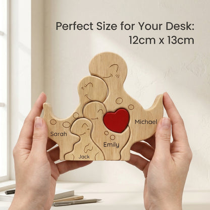 Custom Dinosaur Family Keepsake – Personalized Wooden Dino Decor with Names & Heart Gift