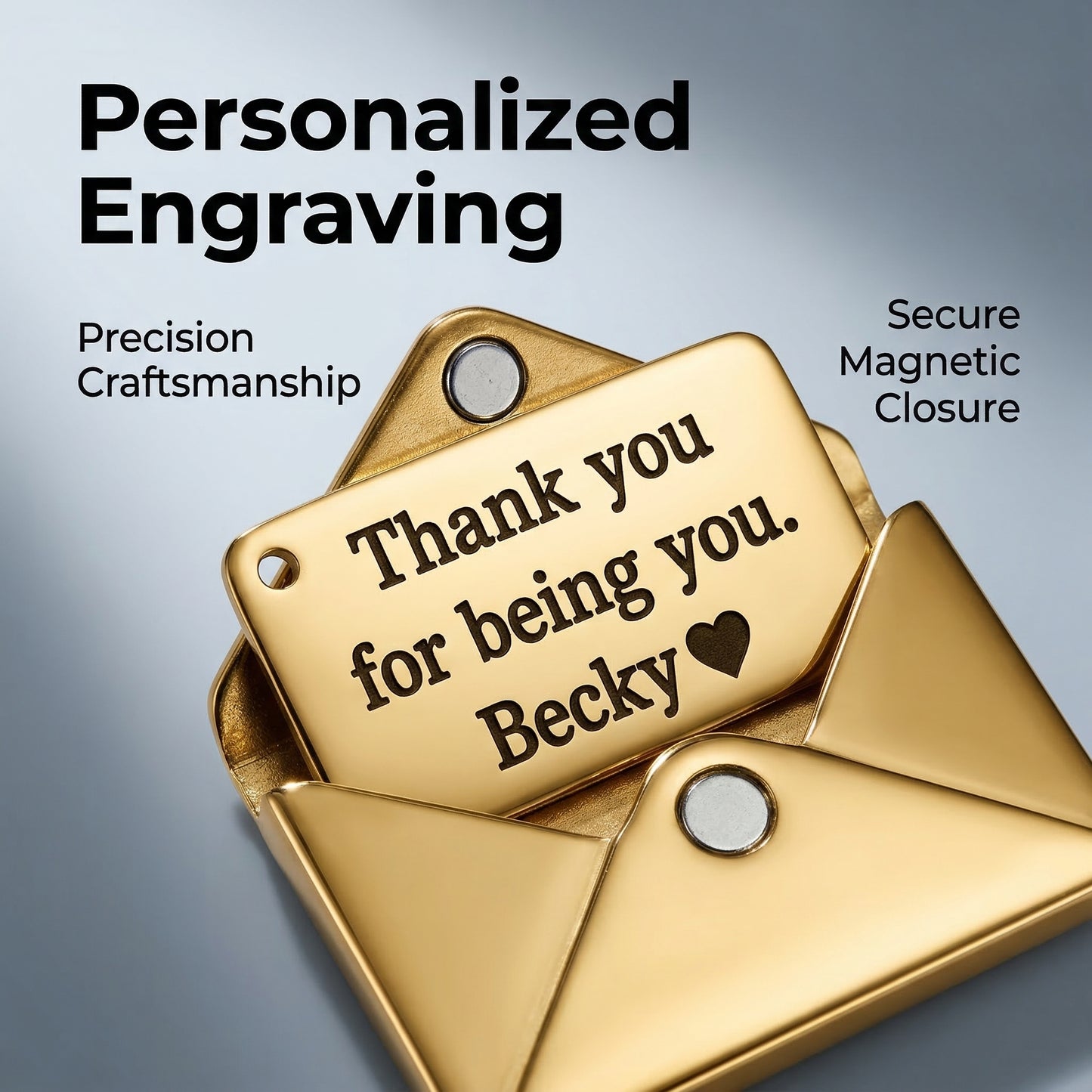 Personalized Envelope Necklace – Secret Message Locket Necklace, Custom Engraved Love Letter Pendant 💌