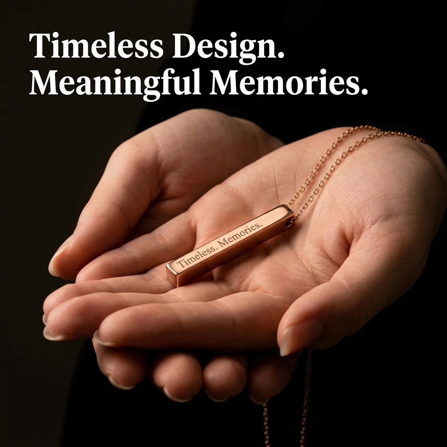 Personalized mom necklace held in hand, showcasing timeless design and meaningful memories.
