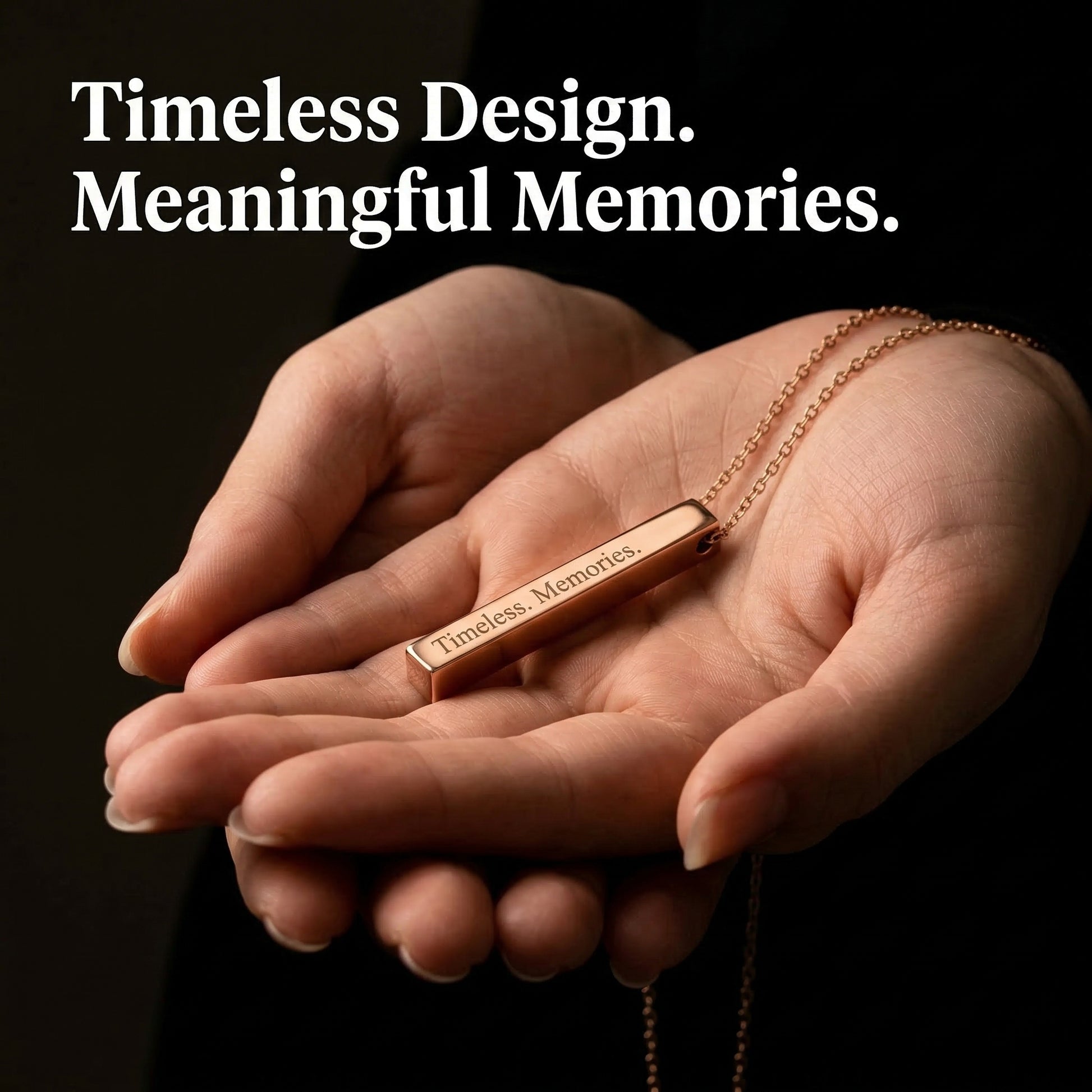 Personalized mom necklace held in hand, showcasing timeless design and meaningful memories.