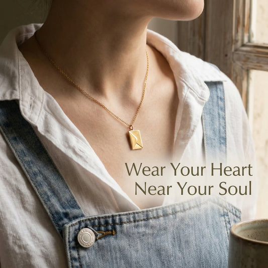 Personalized Envelope Necklace – Secret Message Locket Necklace, Custom Engraved Love Letter Pendant 💌