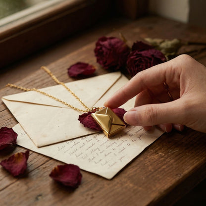 Personalized Envelope Necklace – Secret Message Locket Necklace, Custom Engraved Love Letter Pendant 💌