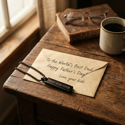 Personalized Dad Necklace – Engraved Bar Pendant Gift