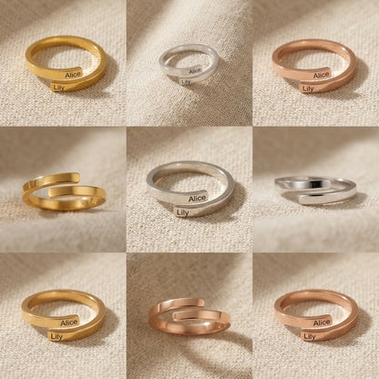 Personalized Name Ring – Adjustable Open Band Gift