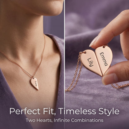 Personalized Mother & Daughter Necklace – Heart-Shaped Custom Name Jewelry
