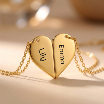 Personalized Mother & Daughter Necklace – Heart-Shaped Custom Name Jewelry