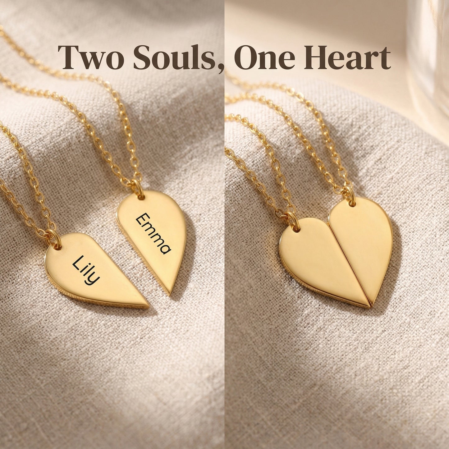 Personalized Mother & Daughter Necklace – Heart-Shaped Custom Name Jewelry