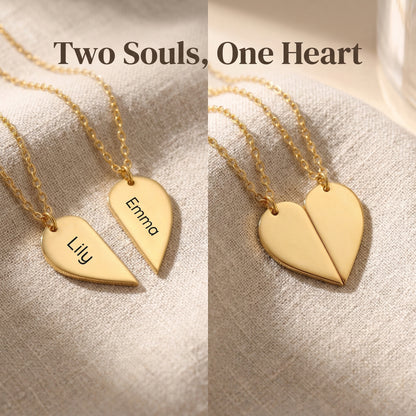 Personalized Mother & Daughter Necklace – Heart-Shaped Custom Name Jewelry