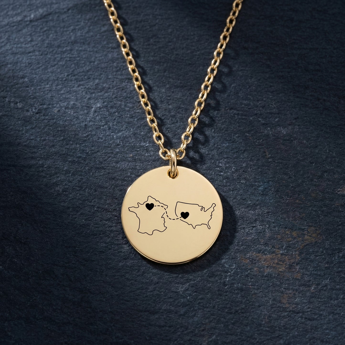 Distance Makes the Heart Grow Fonder – Personalized Two-Map Necklace
