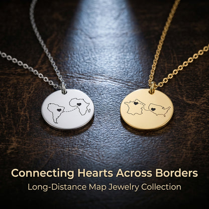 Distance Makes the Heart Grow Fonder – Personalized Two-Map Necklace