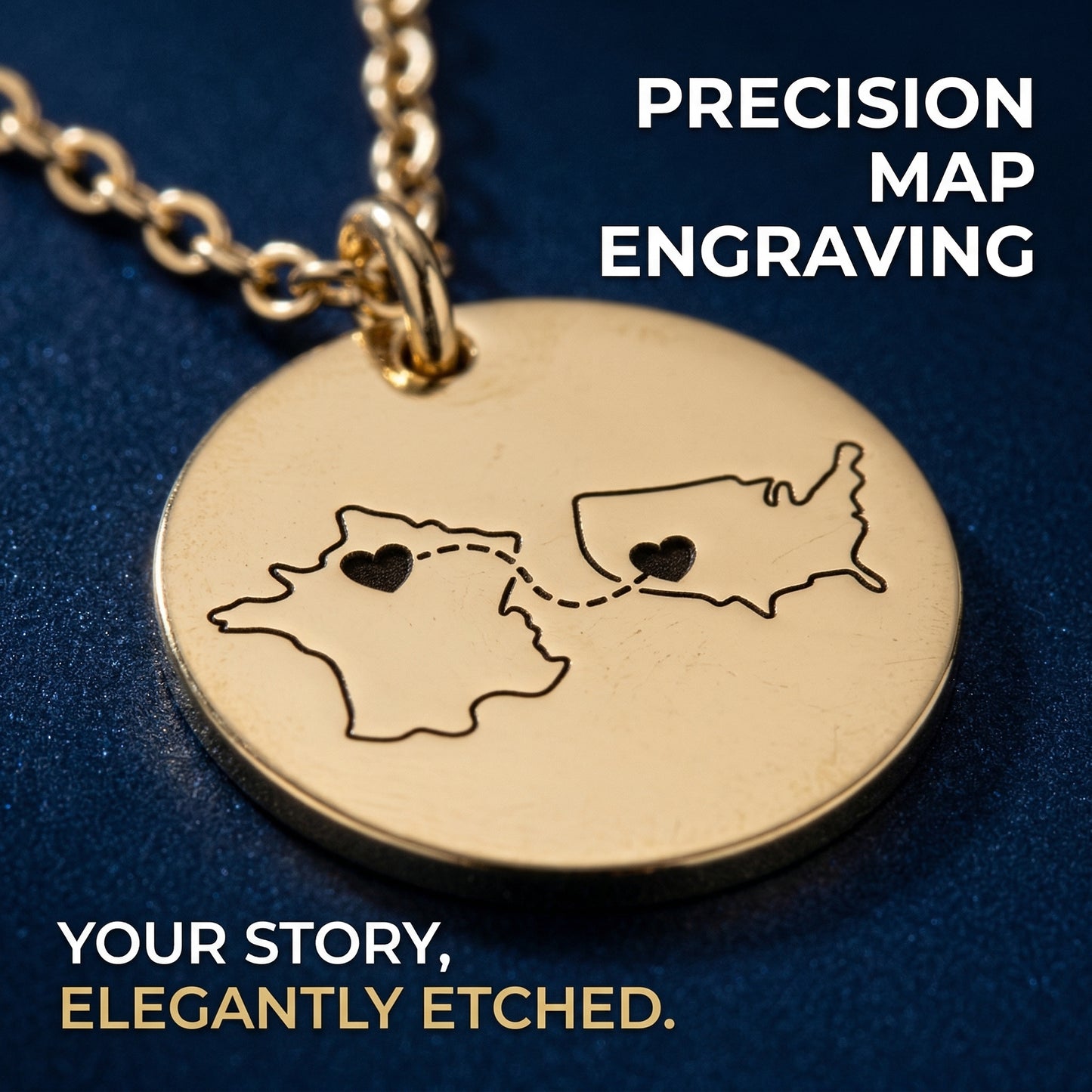 Distance Makes the Heart Grow Fonder – Personalized Two-Map Necklace