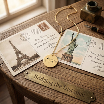 Distance Makes the Heart Grow Fonder – Personalized Two-Map Necklace