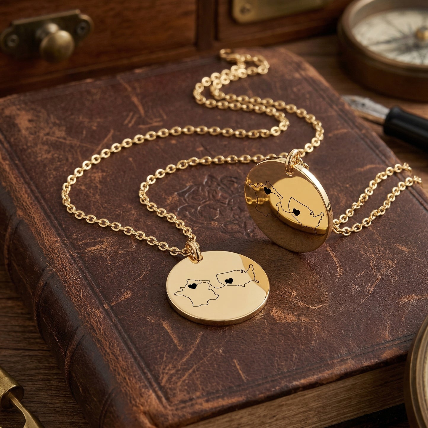 Distance Makes the Heart Grow Fonder – Personalized Two-Map Necklace