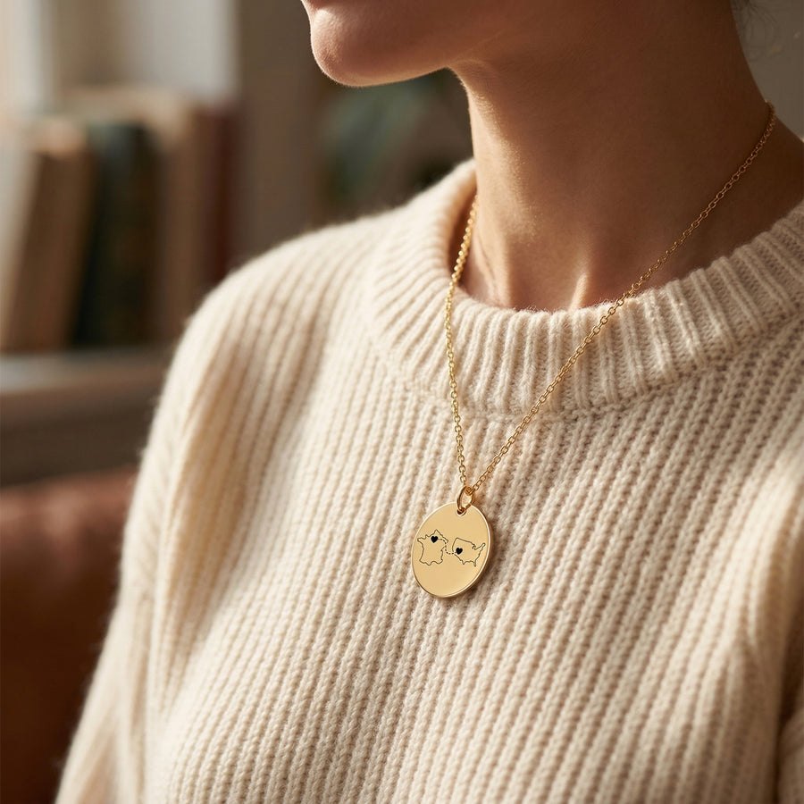 Distance Makes the Heart Grow Fonder – Personalized Two-Map Necklace
