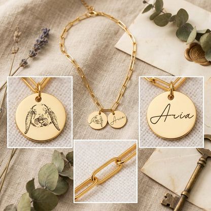 Personalized Pet Portrait Necklace – Custom Dog or Cat Jewelry
