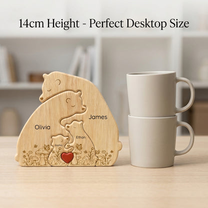 Personalized Wooden Bear Family Keepsake with Custom Names