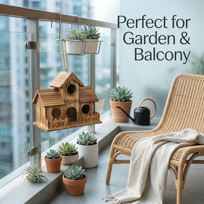 Custom Engraved Wooden Birdhouse - Personalized Garden Decor with Family Name, Unique Housewarming & Gardeners Gift